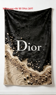 Black Sand Dior Flannel Sofa Throw Blanket D015